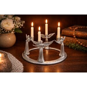 Angel Circle Candle Holder – Silver Tone